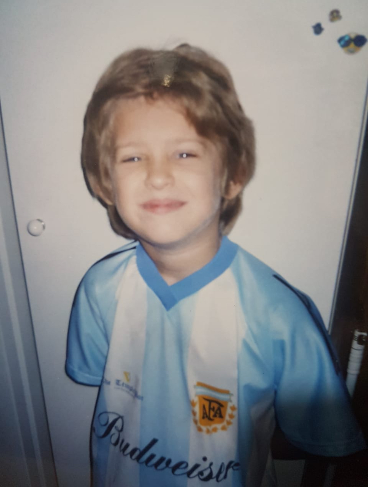 Young Alex in Argentina soccer jersey